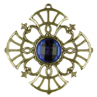 Zinn-Ornament-Stern antik Nr. 3 mit Schmuckstein blau