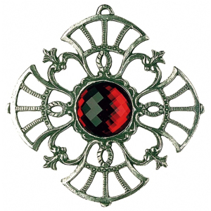 Zinn-Ornament-Stern antik Nr. 3 mit Schmuckstein rot