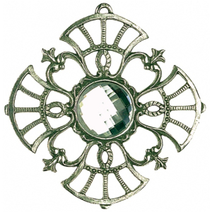 Zinn-Ornament-Stern antik Nr. 3 mit Schmuckstein weiß